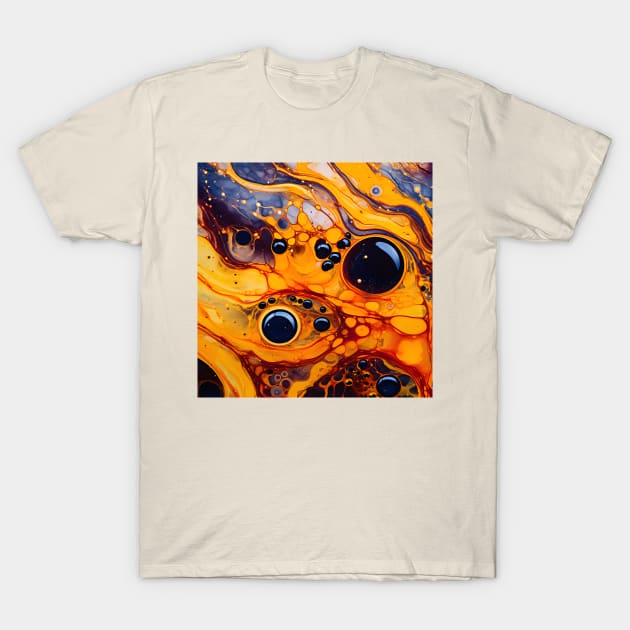 Golden Fluid Art Abstract T-Shirt by AbstractGuy